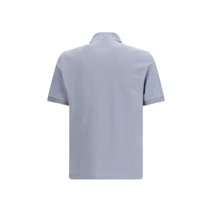 Brunello Cucinelli Blue Cotton Polo Shirt