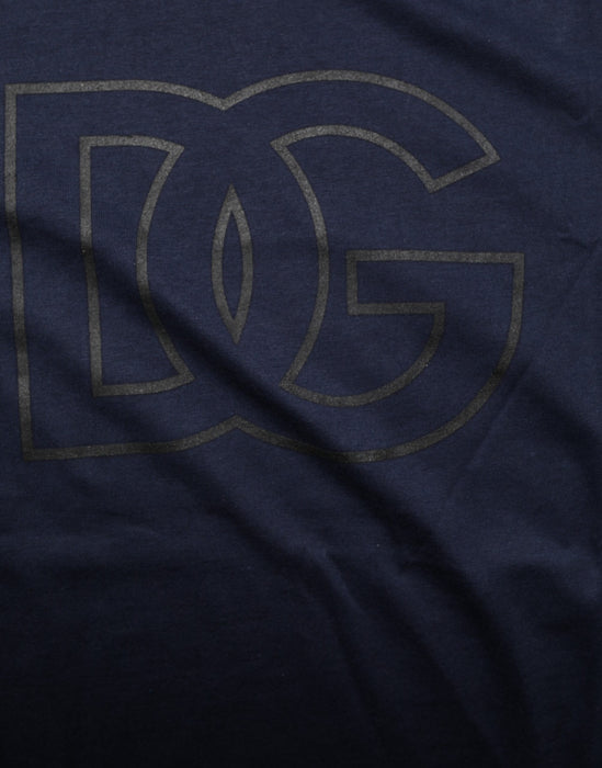 Dolce & Gabbana Dark Blue Cotton DG Logo Print Men’s Top T-shirt